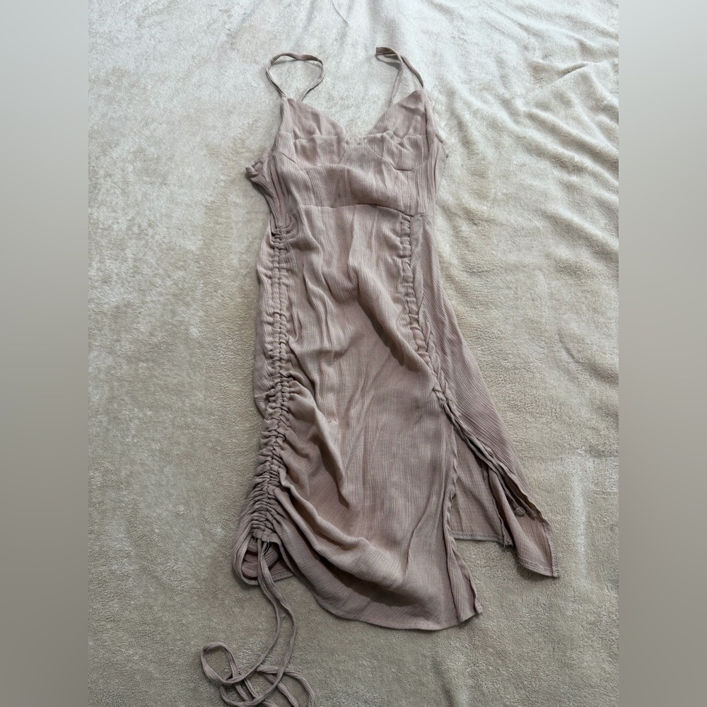 PrettyLittleThing Taupe Asymmetrical Dress